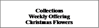 Text Box: Collections Weekly OfferingChristmas Flowers