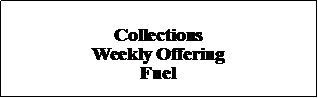 Text Box: Collections Weekly OfferingFuel