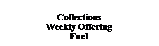 Text Box: Collections Weekly OfferingFuel