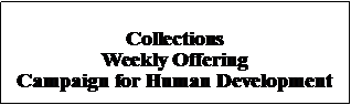 Text Box: Collections Weekly OfferingCampaign for Human Development